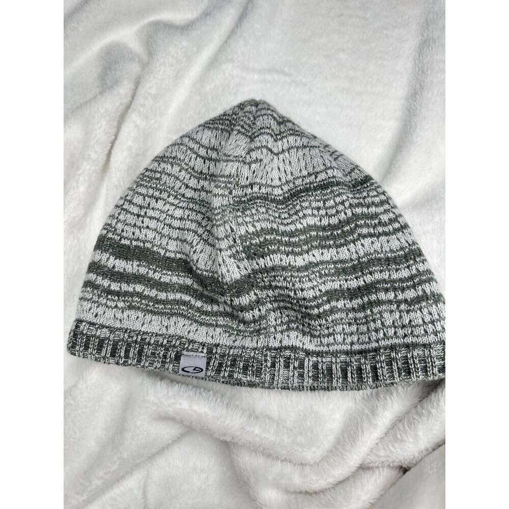 C9 Champion Beanie Hat Mens Large Gray Striped Knit Lined Winter Casual